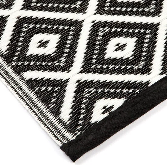 Kimberley Black & White Diamond Reversible Outdoor Picnic Rug