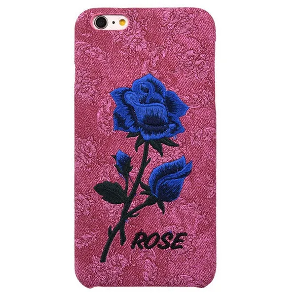 KISSCASE Beautiful Rose Flower Case For Apple iPhone 7 6s 7 Plus Case For Samsung Galaxy S7 s6 Edge S8 S8 Plus Embroidery  Cover