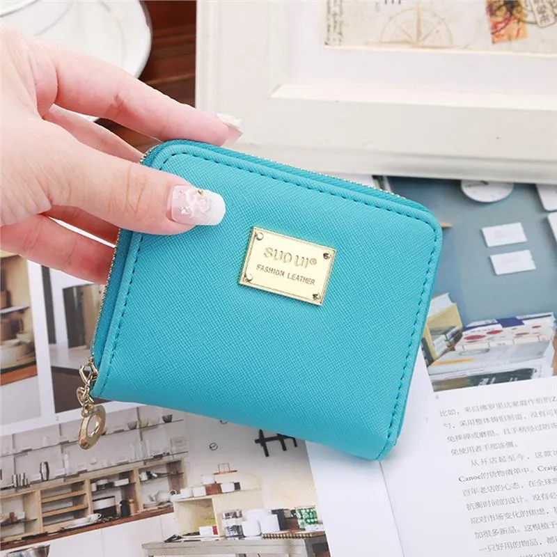 Leather Mini Wallet for holding Cards, Keys & Coins, free shipping