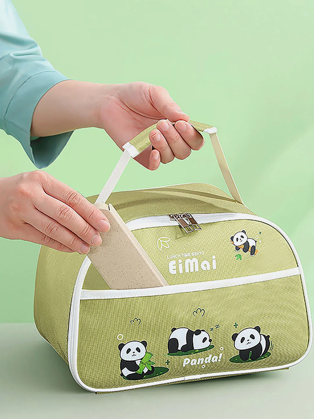 Little Surprise Box 2D Panda Big Size Stainless Steel Lunch Box /Tiffin with Insulated Matching Lunch Bag