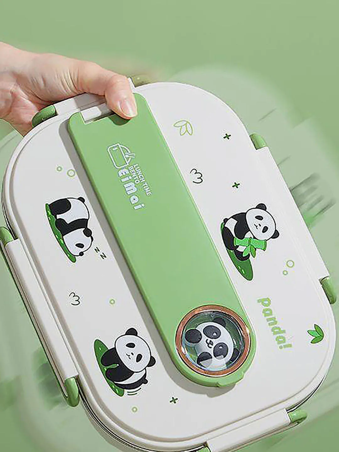 Little Surprise Box 2D Panda Big Size Stainless Steel Lunch Box /Tiffin with Insulated Matching Lunch Bag