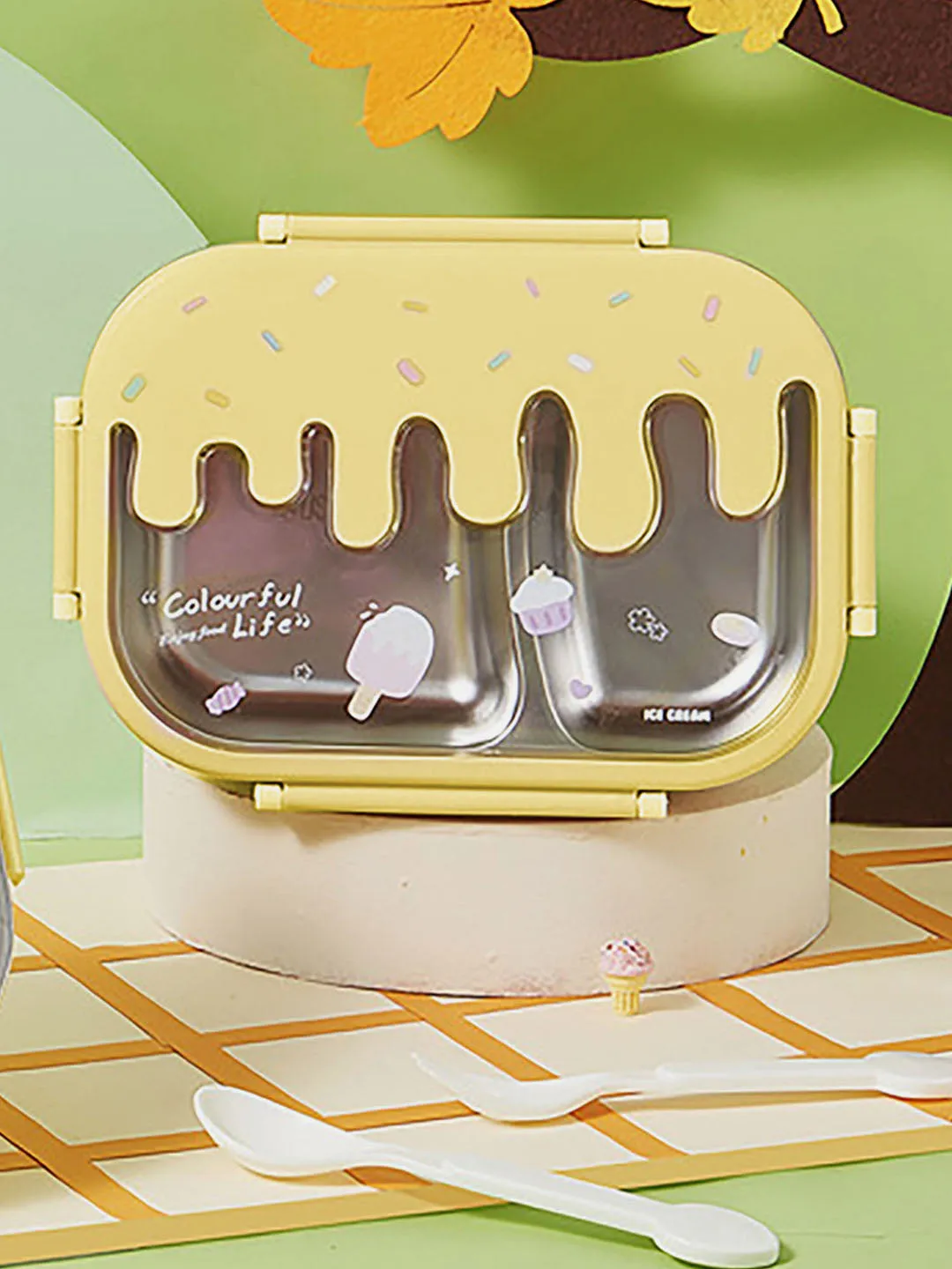 Little Surprise Box Ice-cream Drip Big Size Stainless Steel Lunch Box for Kids & Adults, 1300ml