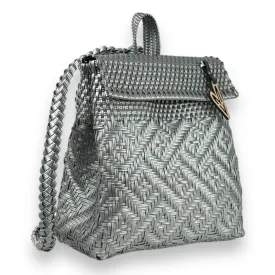 Maria Victoria | Glow Silver BK | Upcycled, Handwoven, Backpack