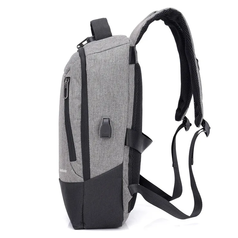 Men's Canvas Medium Anti-Theft Business 15" Laptop Backpack with USB Charging and TSA Lock