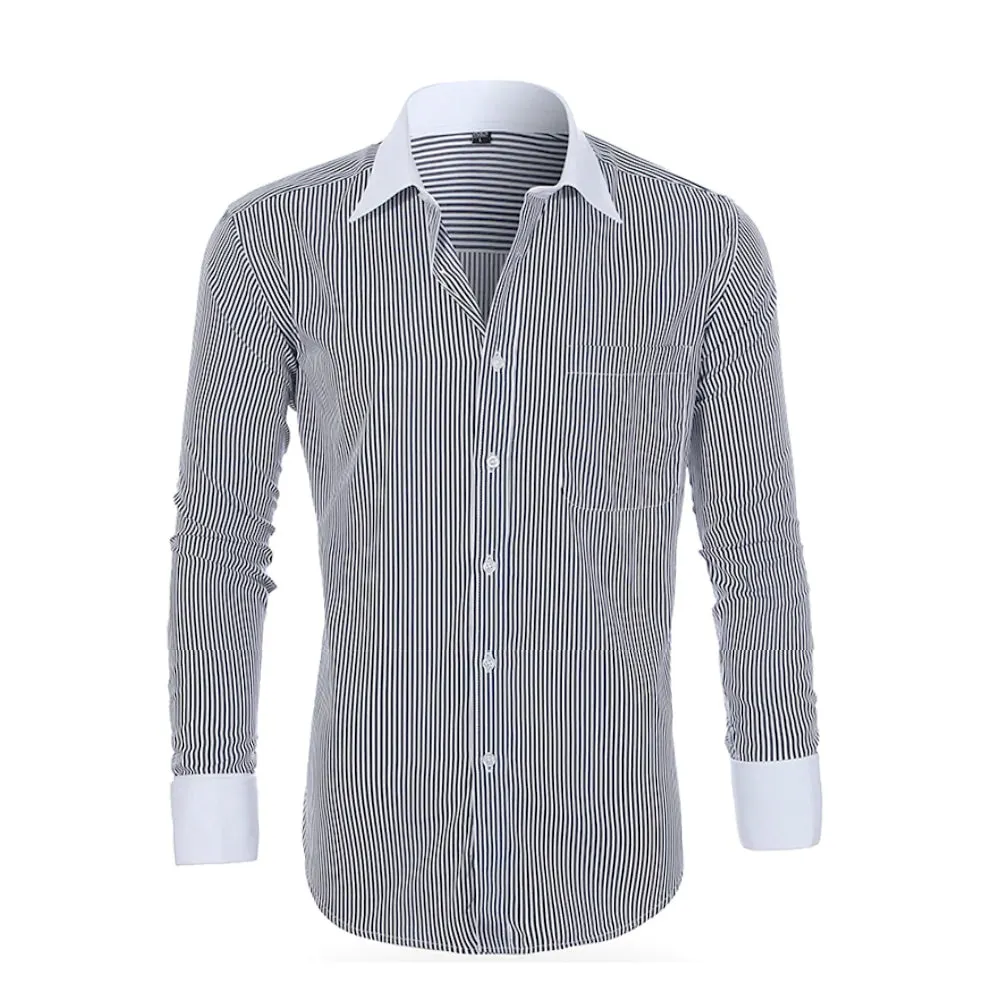 Mens Contrasting Cuff Pinstripe Shirt