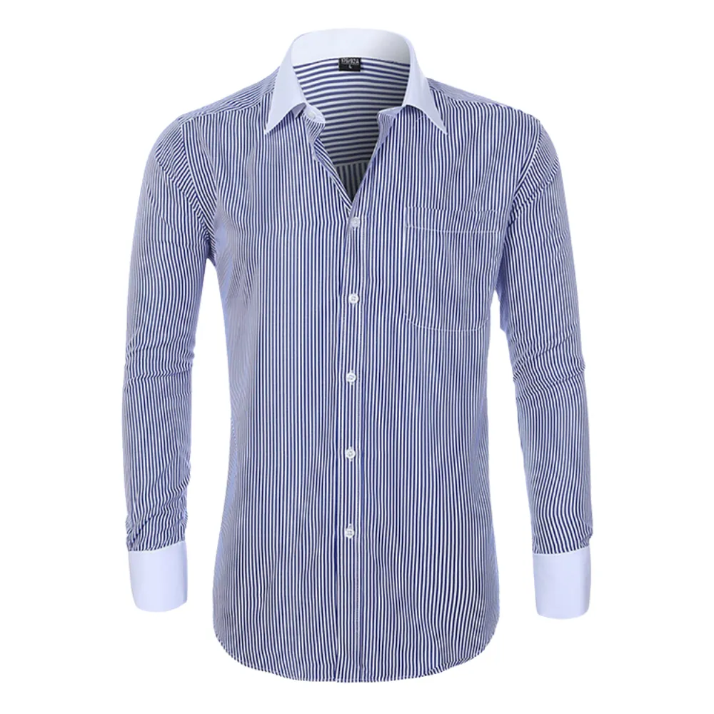 Mens Contrasting Cuff Pinstripe Shirt