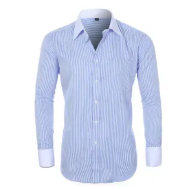 Mens Contrasting Cuff Pinstripe Shirt