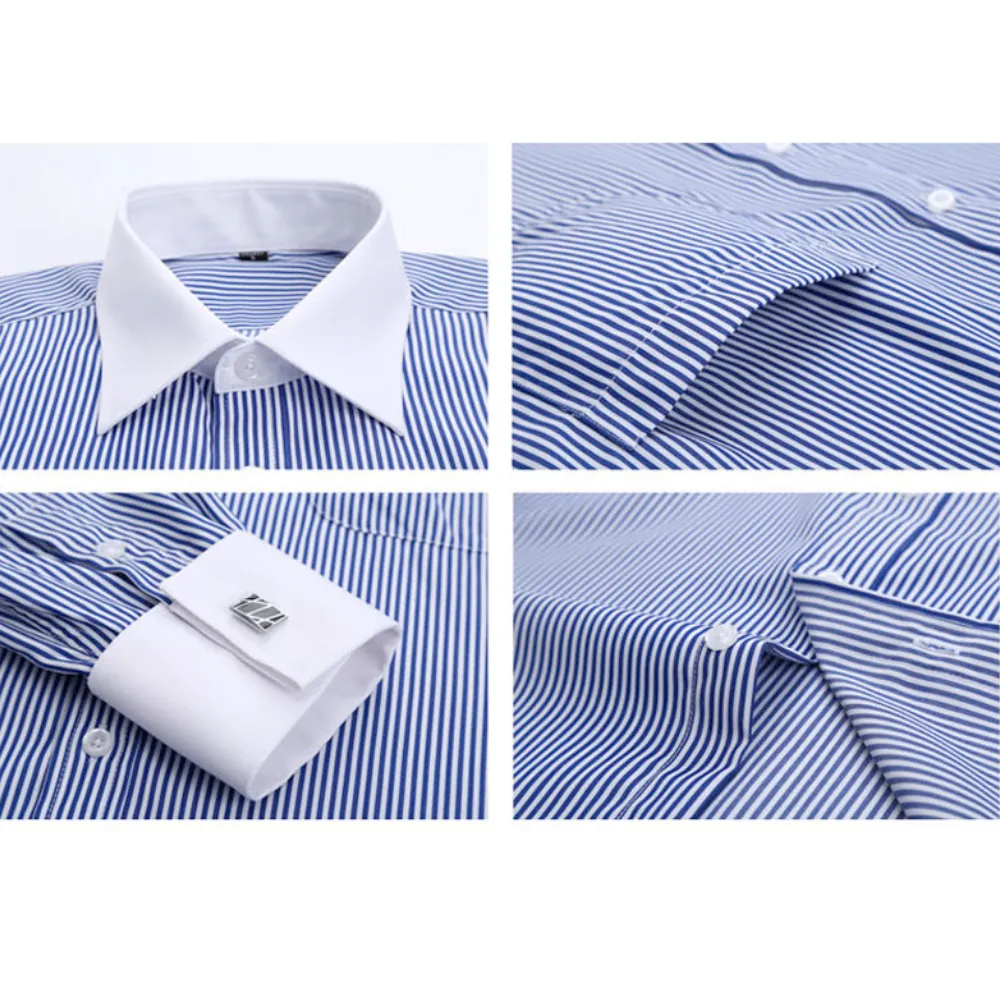 Mens Contrasting Cuff Pinstripe Shirt