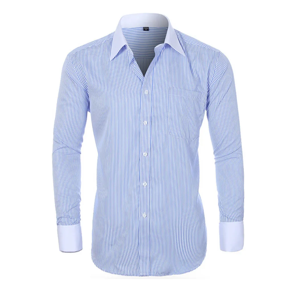 Mens Contrasting Cuff Pinstripe Shirt