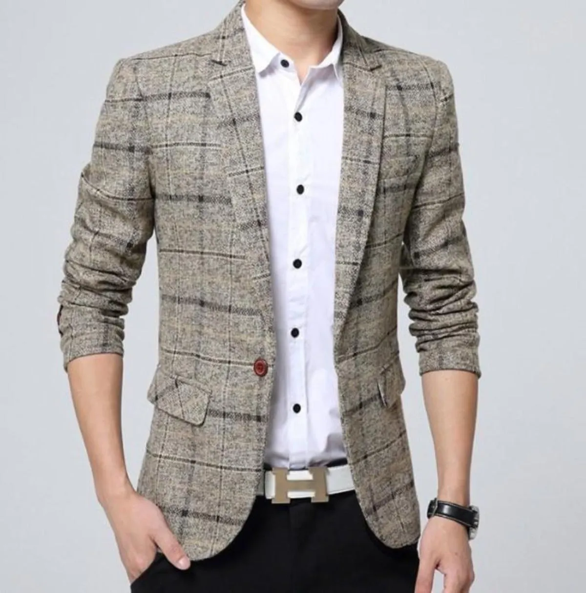 Mens Mix Plaid Blazer