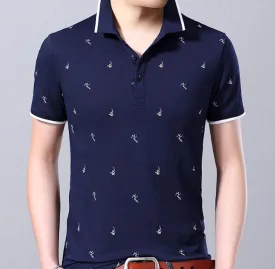 Mens Printed Short Sleeve Polo Shirt