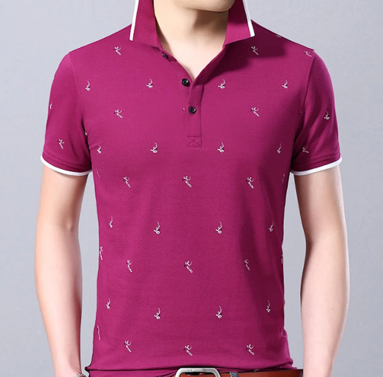 Mens Printed Short Sleeve Polo Shirt