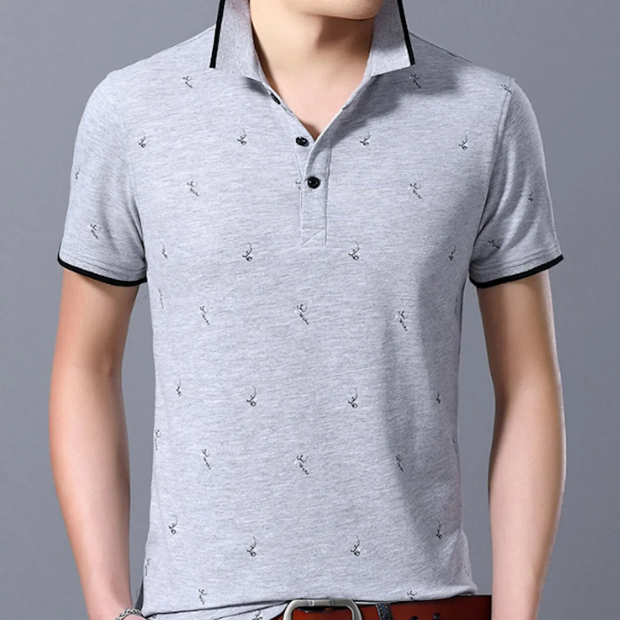 Mens Printed Short Sleeve Polo Shirt