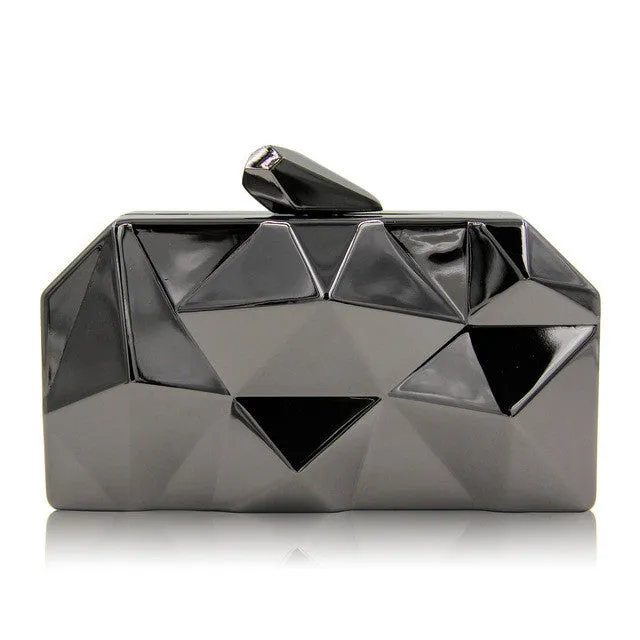 Milisente Handbags Women Metal Clutches Top Quality Hexagon Mini Party Black Evening Purse Silver Bags Gold Box Clutch