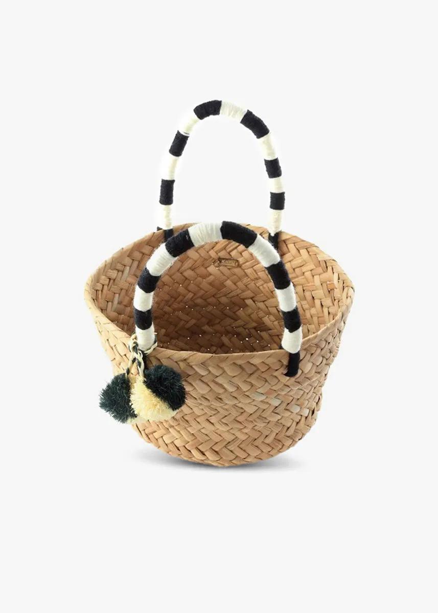 Mini St Tropez Pom Pom Straw Tote