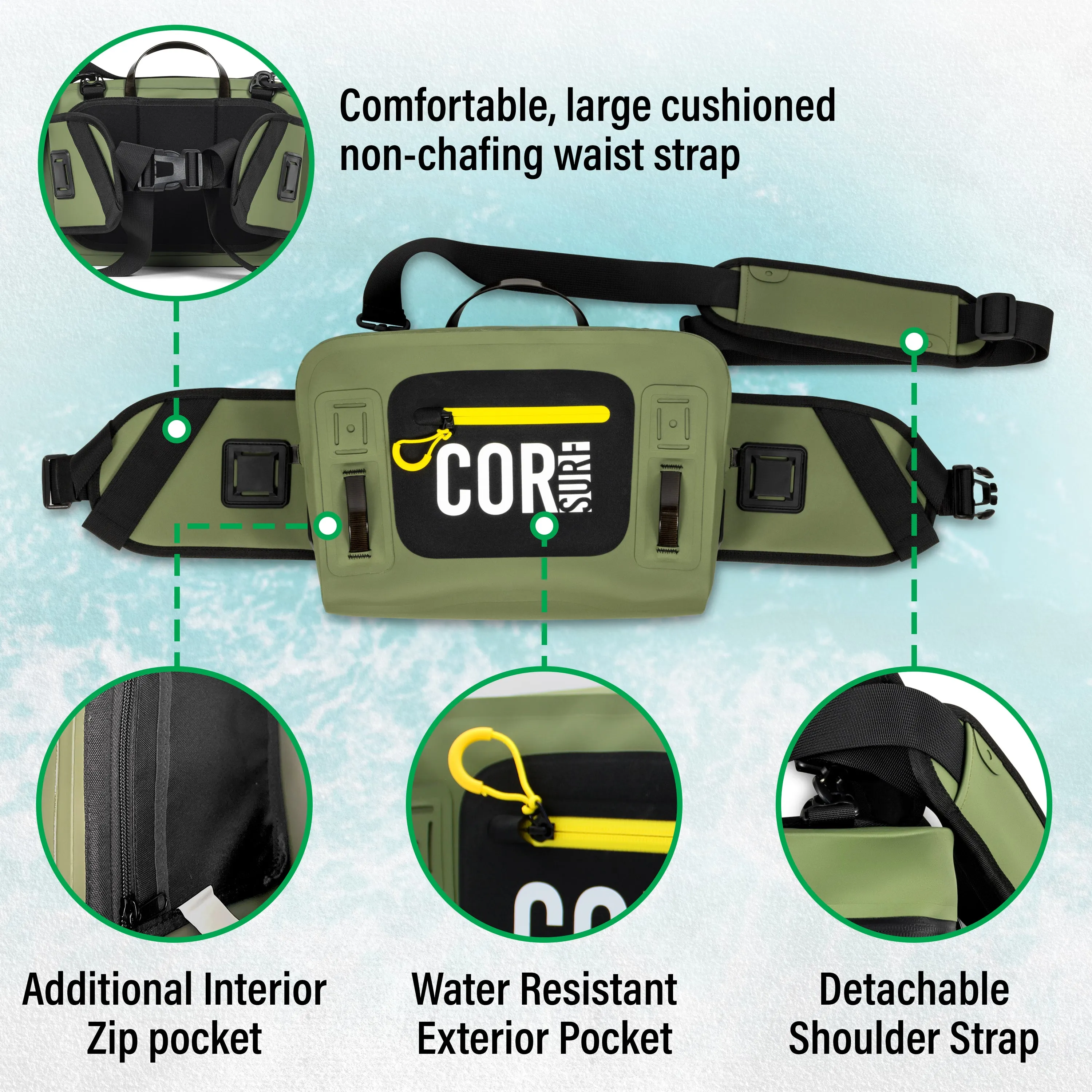 Molokai Waterproof Lumbar Pack - 8L (Free IPX8 Cell Phone Case)