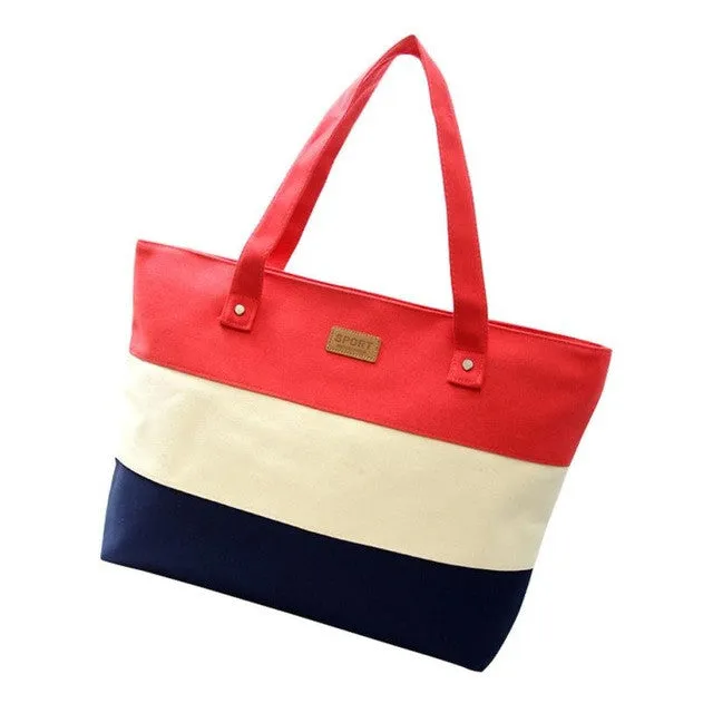 Naivety Handbags New Fashion Women Canvas Striped Totes Bags JUN7U drop shipping