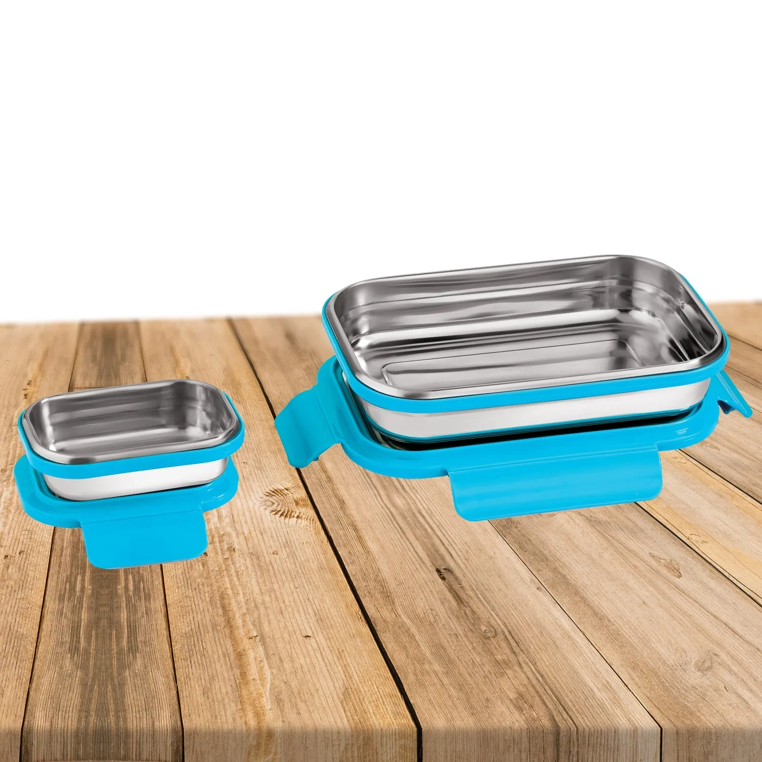 NanoNine Homemade Single Wall Stainless Steel Lunch Box , 800ml   150ml, 2-Piece, Blue