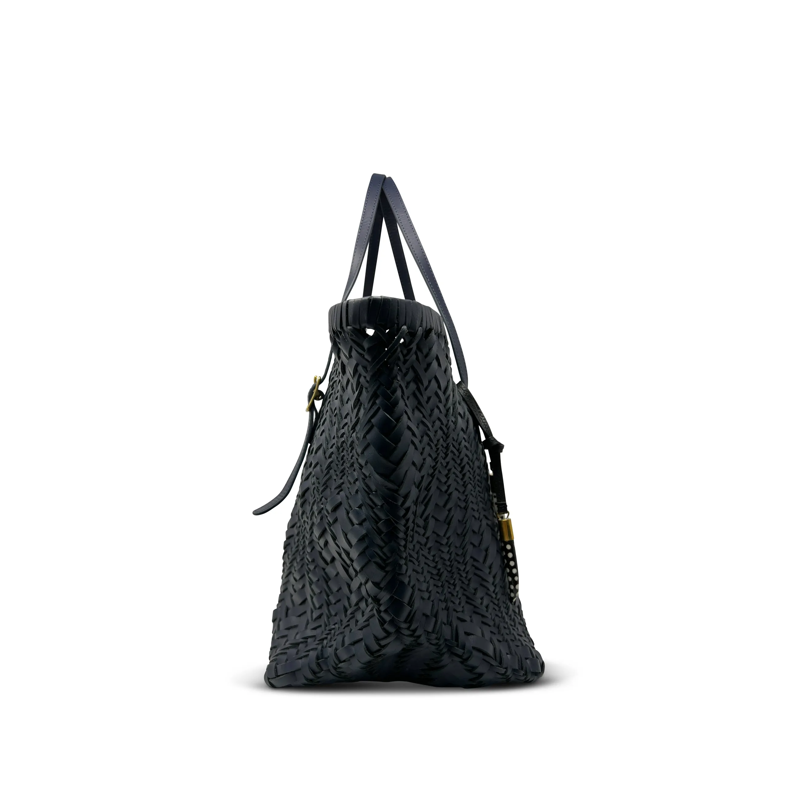 Navy Vari Weave Leather Tote