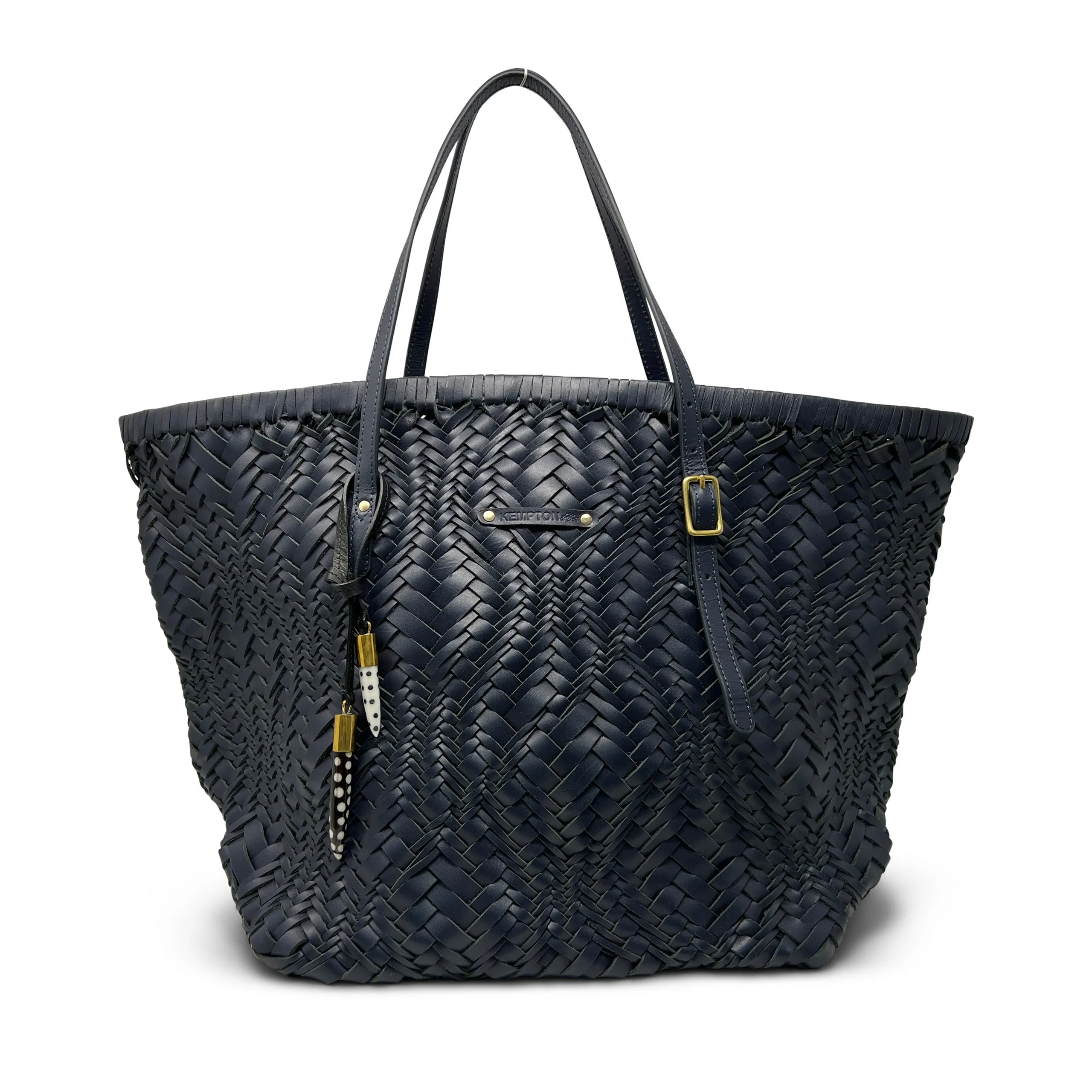 Navy Vari Weave Leather Tote