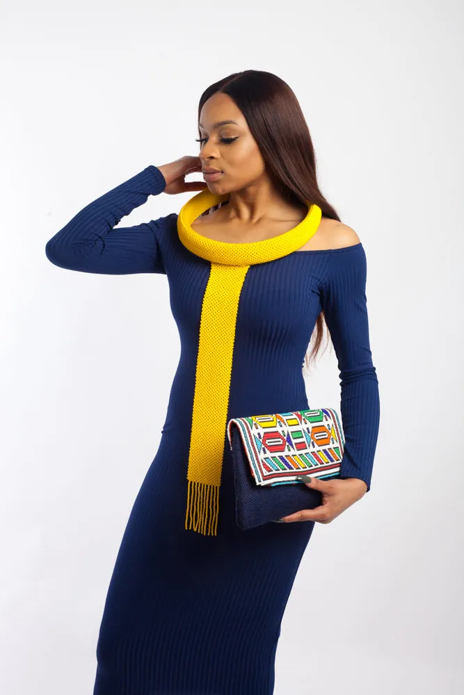 Ndebele Clutch Purse made with beads and woven canvas fabric