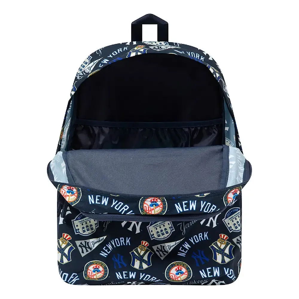 New York Yankees Mlb All Over Print Multi Compartment Blue Stadium Backpack