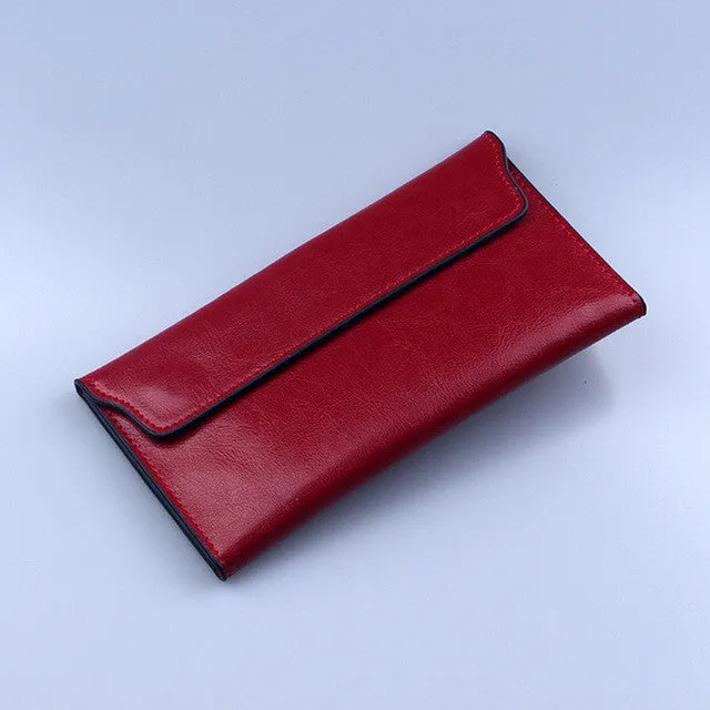 NIGEDU Brand Genuine Leather Women Wallet Long thin Purse Cowhide multiple Cards Holder Clutch bag Fashion Standard Wallet