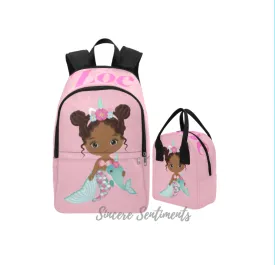 Pink Mermaid Backpack and Lunch Bag Set