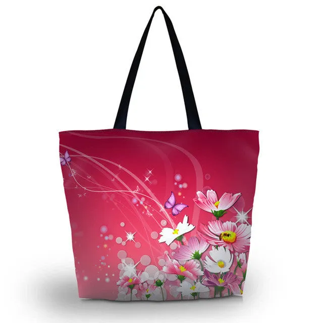 Purple Butterfly Soft Foldable Tote Large Capacity Women Shopping Bag Bag Lady's Daily Use Handbags Casual Beach Bag Tote