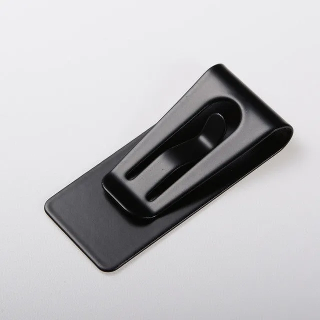 QOONG Custom Lettering Black Silver Slim Pocket Men Women Money Clip Business Card Credit Card Cash Wallet QZ40-004