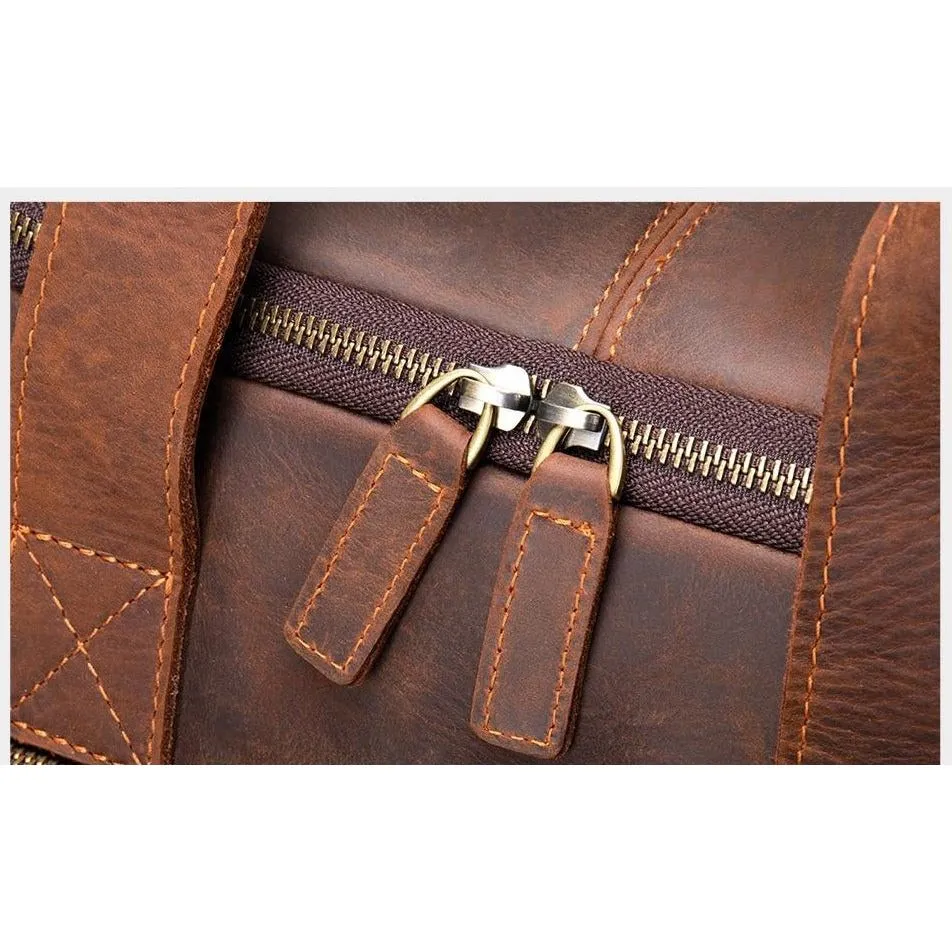 Retro Chic Leather Zipper Travel Shoulder Bag