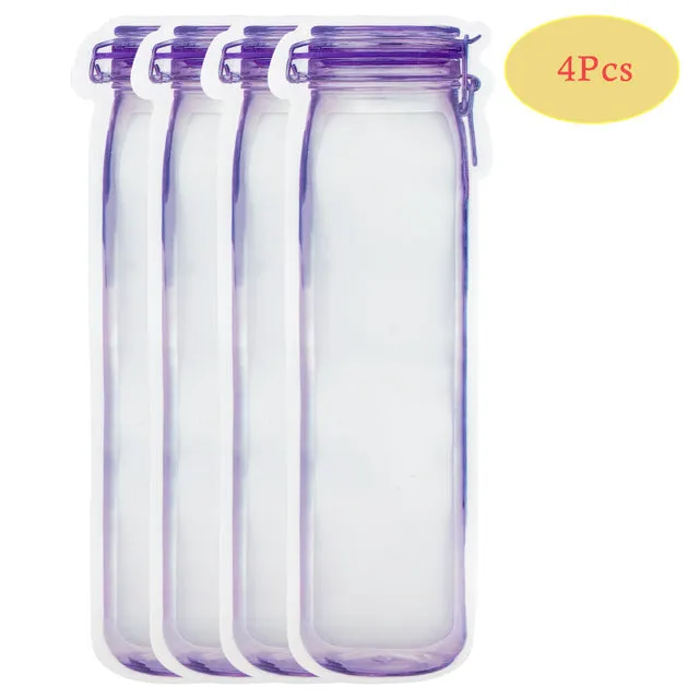 Reusable Mason Jar Bottles Bags Nuts Candy Cookies Bag Waterproof Seal Fresh Food Storage Bag Snacks Sandwich Zip Lock Bags