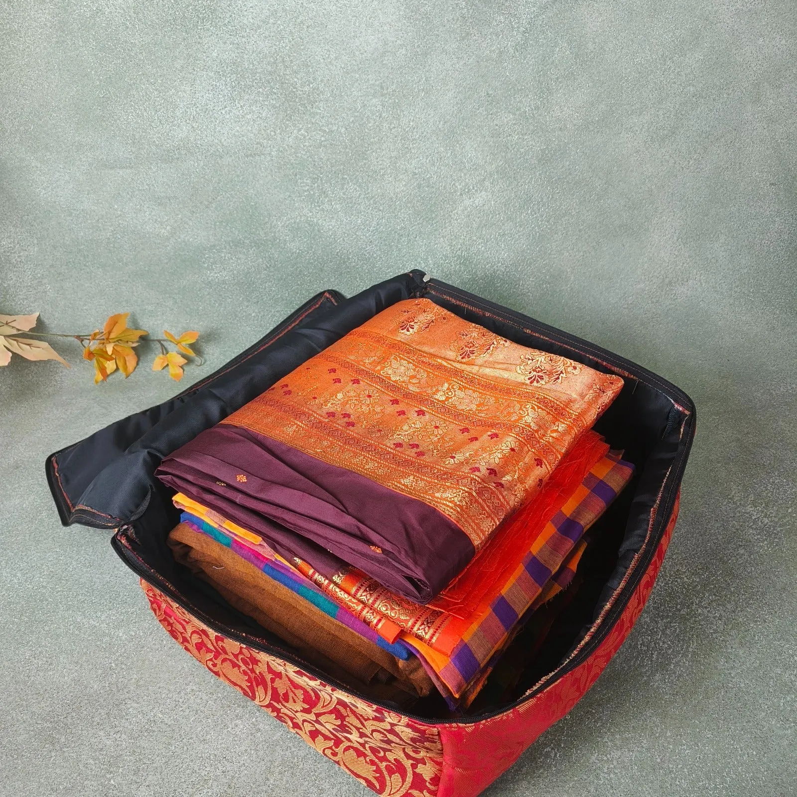 Saree Storage Bags Red Floral Prints