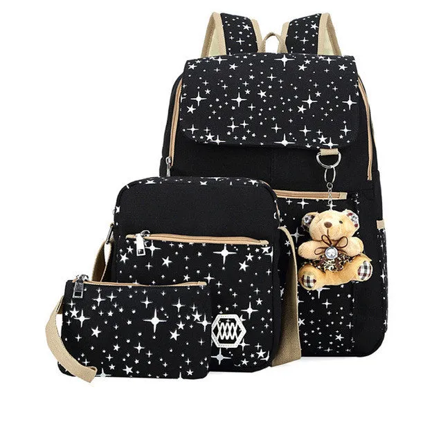 School Bags for Teenagers Girls Schoolbag Large Capacity Ladies Dot Printing School Backpack set Rucksack Bagpack Cute Book Bags