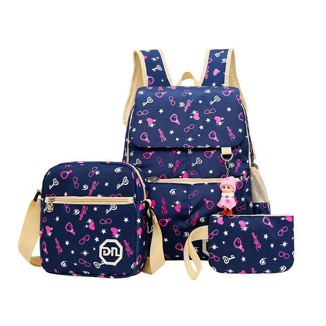 School Bags for Teenagers Girls Schoolbag Large Capacity Ladies Dot Printing School Backpack set Rucksack Bagpack Cute Book Bags