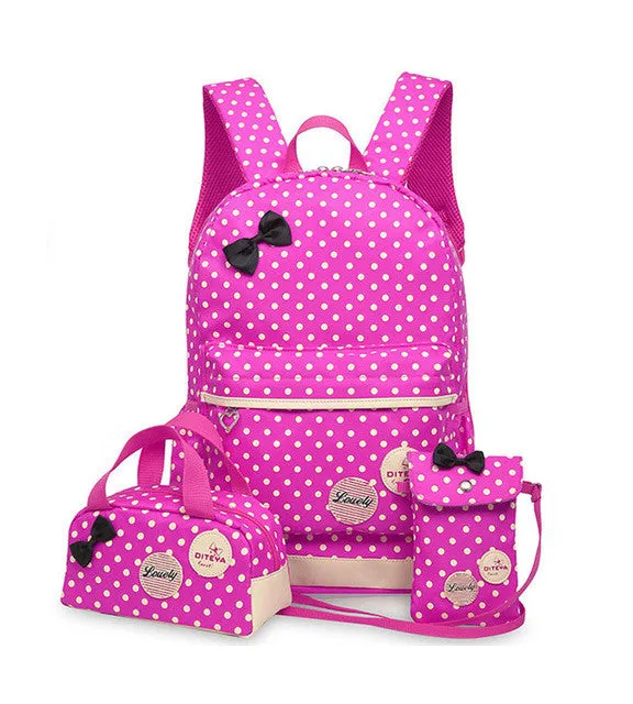 School Bags for Teenagers Girls Schoolbag Large Capacity Ladies Dot Printing School Backpack set Rucksack Bagpack Cute Book Bags