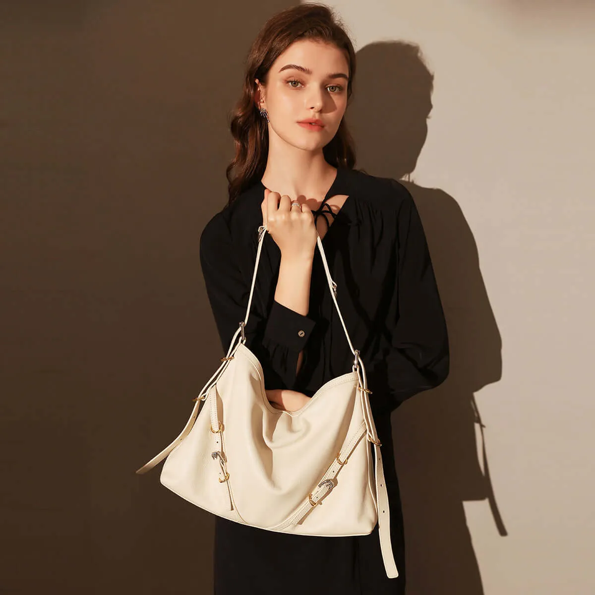 Slouchy V-Shaped Shoulder Bag