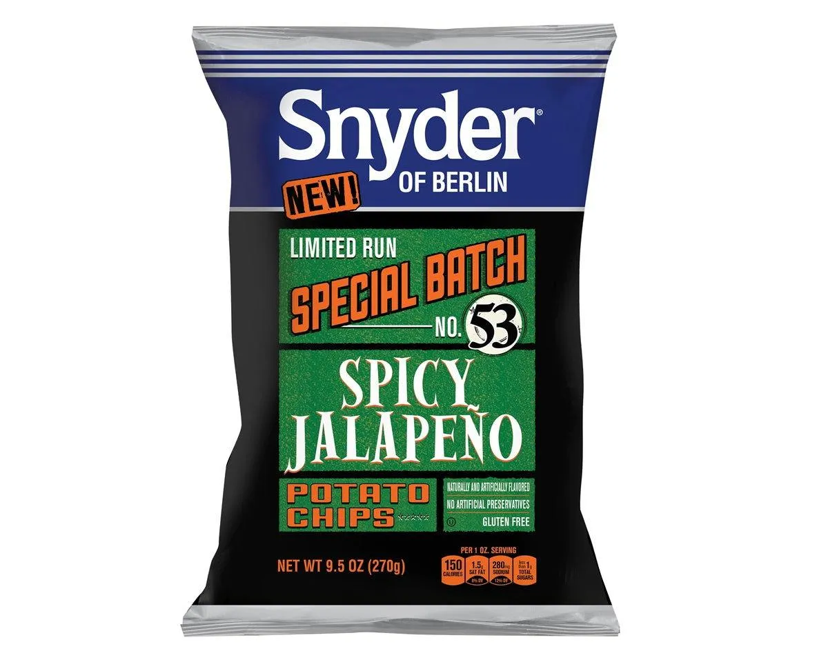 Snyder of Berlin " Limited Run" No. 53 Spicy Jalapeno Potato Chips 9.5 oz. Bag