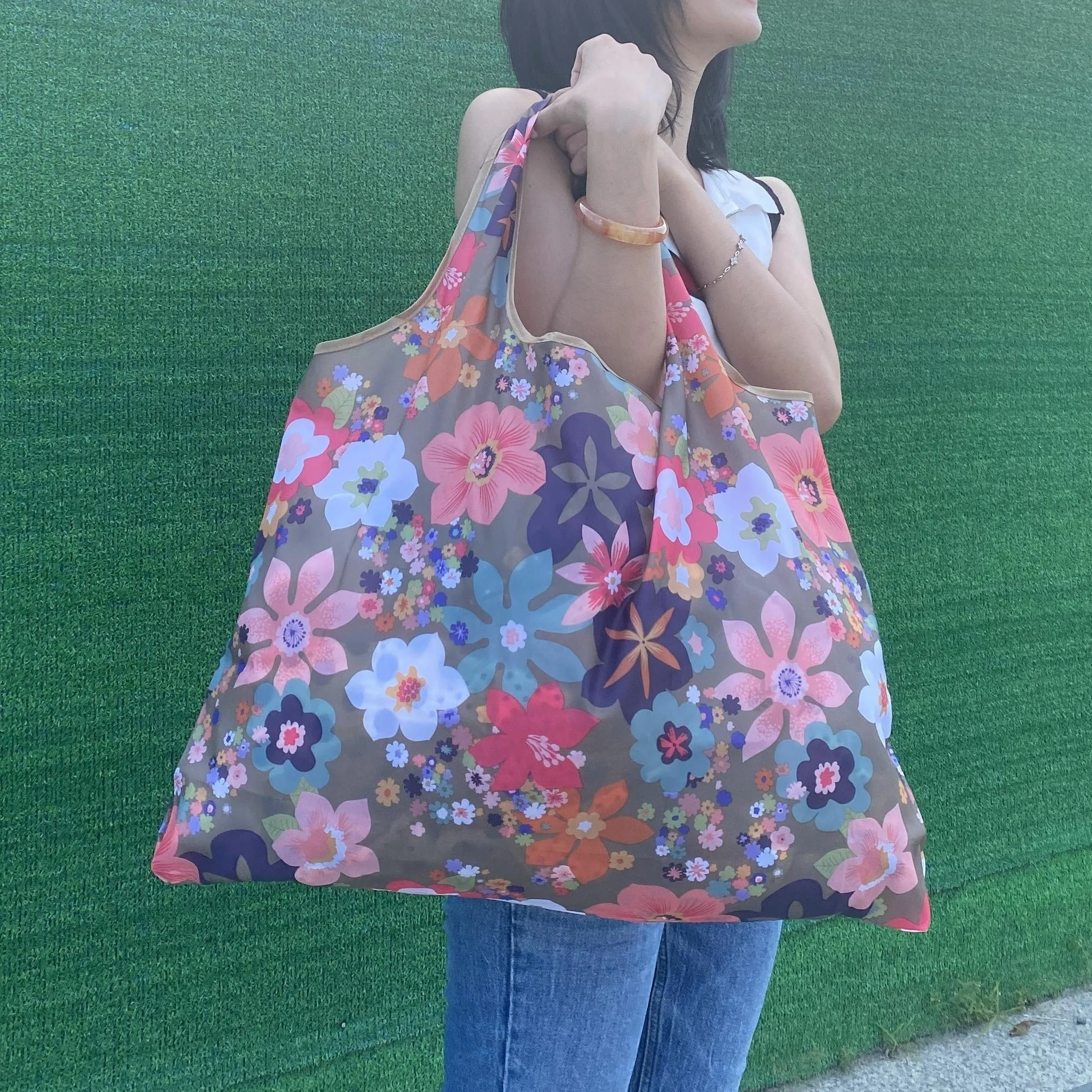 Stylish Floral Shopper Bag Lightweight Foldable and Spacious