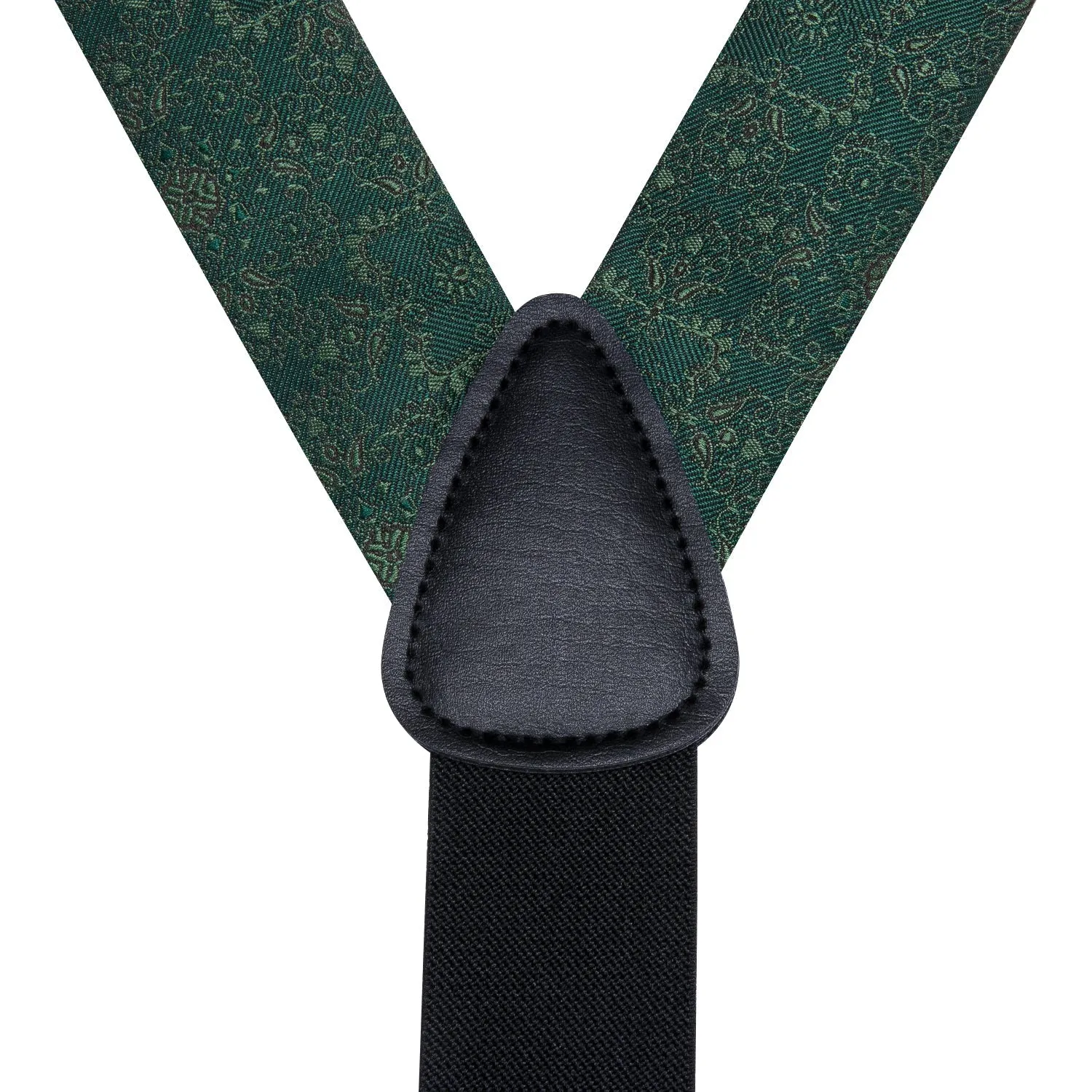 Ties2you Men's Suspender Green Floral Y Back Brace Clip-On Suspender With Bow Tie Set