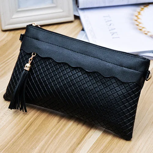 TONGLUN MOBEI 2017 New Fashion Plaid Tassel Women Handbag Envelope Clutch CrossBody Bags Ladies Evening Clutch Purse Hand Bags