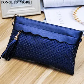 TONGLUN MOBEI 2017 New Fashion Plaid Tassel Women Handbag Envelope Clutch CrossBody Bags Ladies Evening Clutch Purse Hand Bags