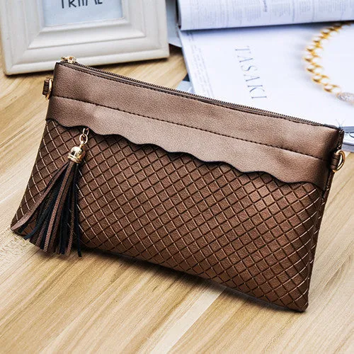 TONGLUN MOBEI 2017 New Fashion Plaid Tassel Women Handbag Envelope Clutch CrossBody Bags Ladies Evening Clutch Purse Hand Bags