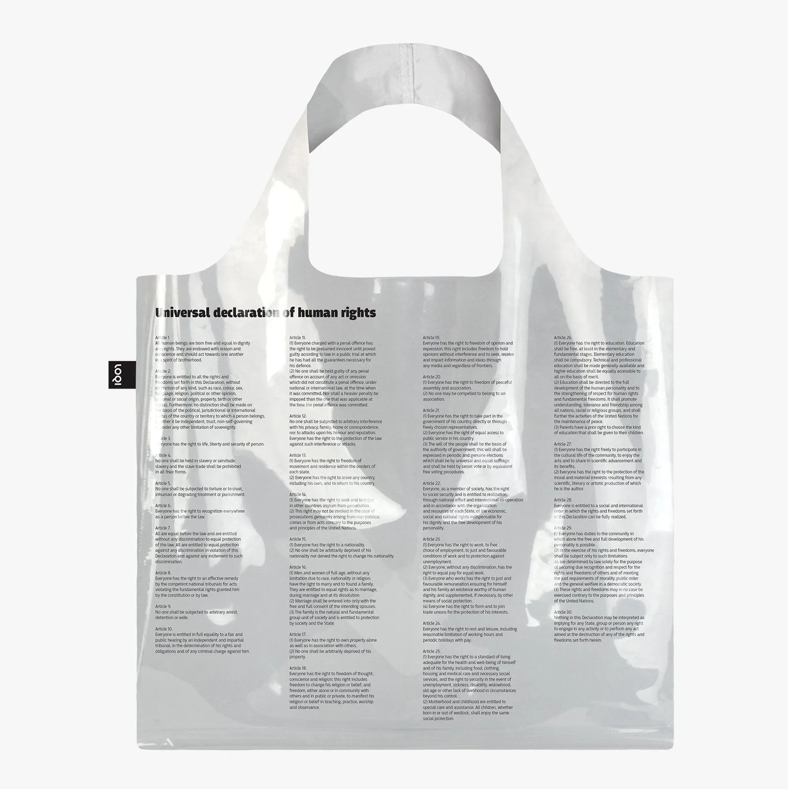 Universal Declaration of Human Rights TRANSPARENT Bag BY LOQI