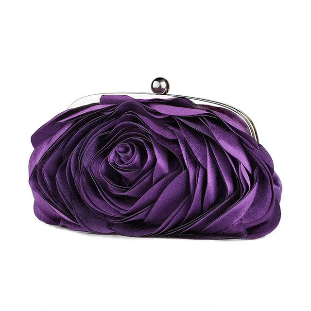 Vintage Ladies Floral Evening Bag Woman Fashion Rose Flower Chain Hand Bag Wedding Party Clutch Dinner Small Purse bolso XA140H