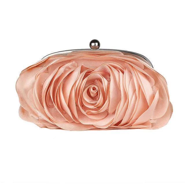 Vintage Ladies Floral Evening Bag Woman Fashion Rose Flower Chain Hand Bag Wedding Party Clutch Dinner Small Purse bolso XA140H