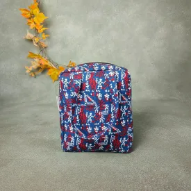 Water Proof Cotton Lunch Bag Bluish Red Tribal Prints Design