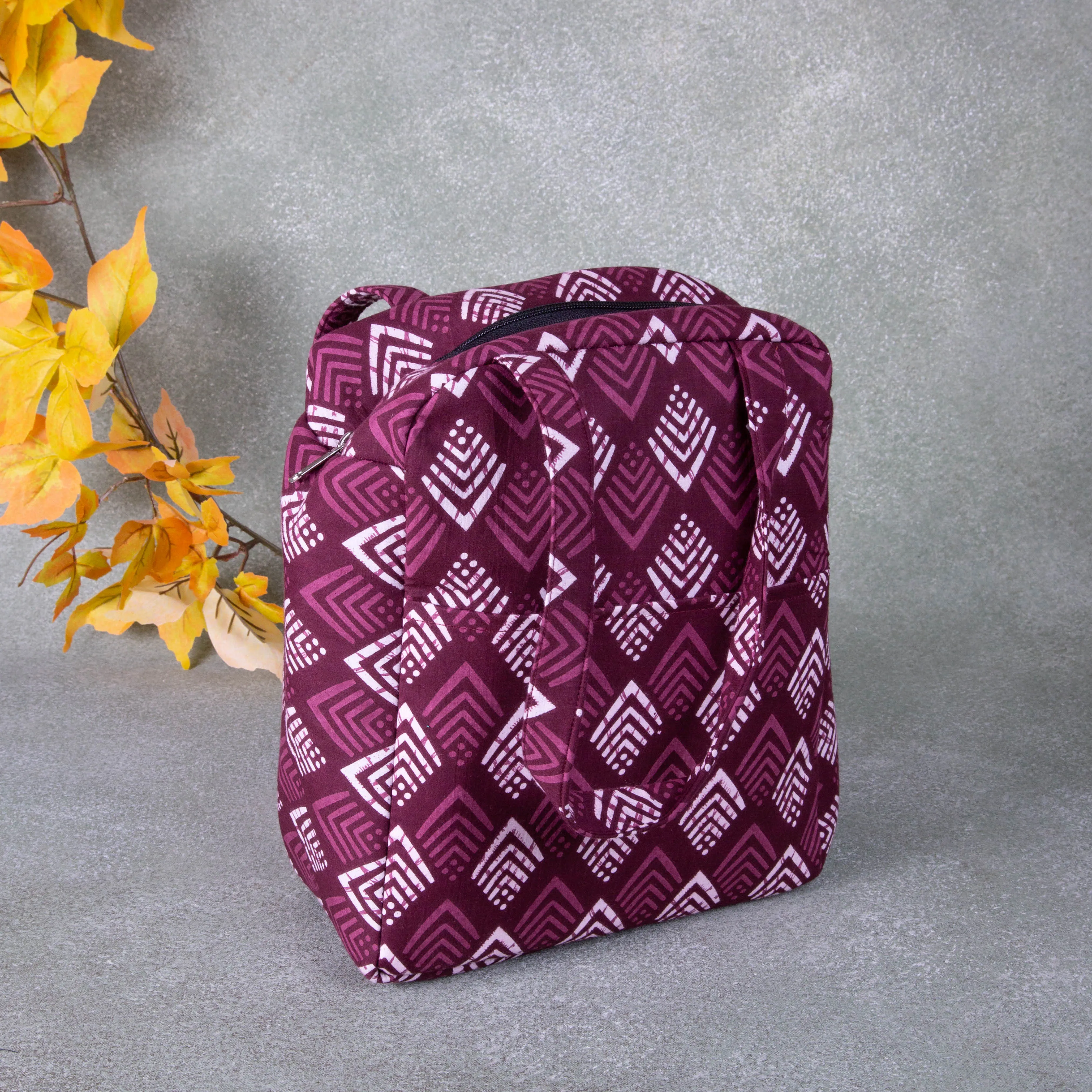 Water Proof Cotton Lunch Bag Grape Colour Design