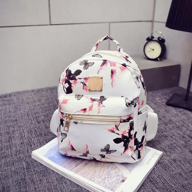 women casual shopping bags new fashion ladies travel Backpack Fashion Causal Floral Printing Leather Bag New Women's Backpacks