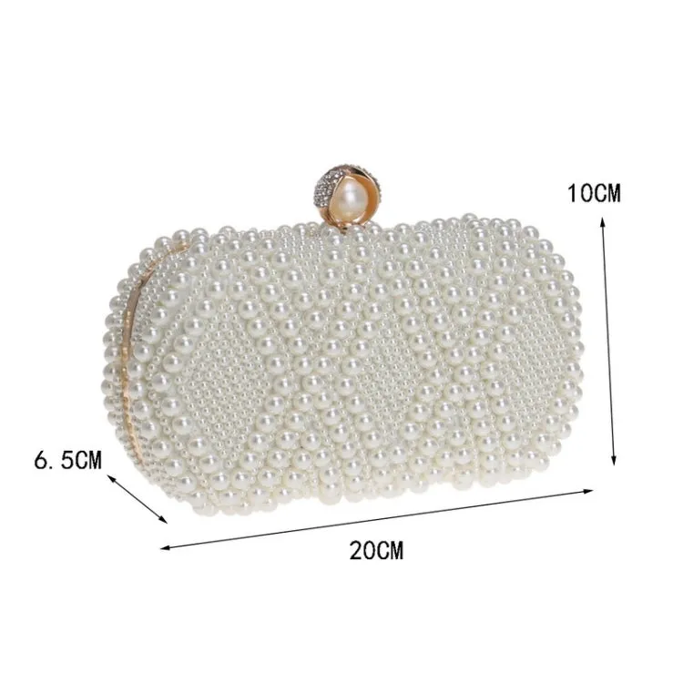 Women Fashion Banquet Party Pearl Handbag Single Shoulder Crossbody Bag (Champagne Gold)